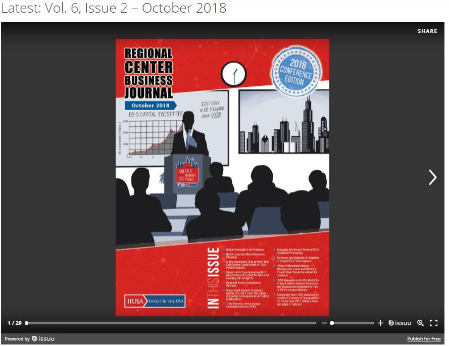 Latest IIUSA Regional Center Business Journal Now Available Online!