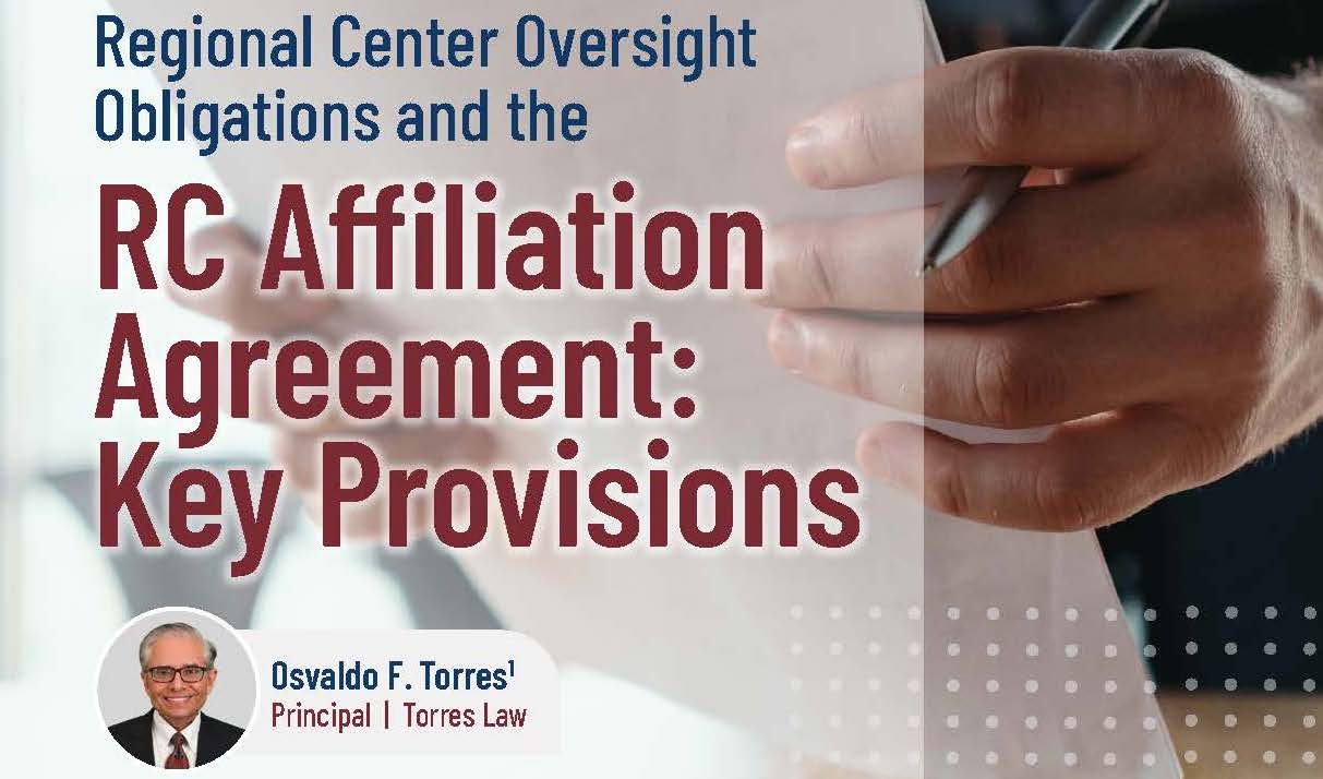 RCBJ Perspectives: Regional Center Oversight Obligations  and the RC Affiliation Agreement:  Key Provisions